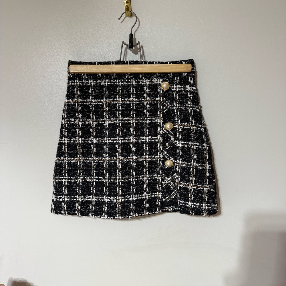 J.ING Black and White Wrap Mini Skirt
